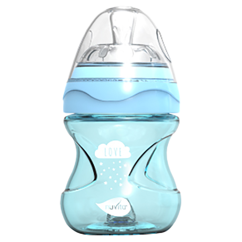 شیشه شیر ضد نفخ 150 میل آبی کم رنگ نوویتا Nuvita